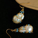 Turquoise & Baroque Pearl Pendant Earrings - floysun