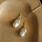 Turquoise & Baroque Pearl Pendant Earrings - floysun