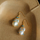 Turquoise & Baroque Pearl Pendant Earrings - floysun