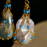 Turquoise & Baroque Pearl Pendant Earrings - floysun