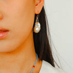 Turquoise & Baroque Pearl Pendant Earrings - floysun