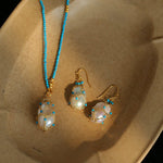 Turquoise & Baroque Pearl Pendant Net Necklace - floysun