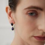 Two Drop - shaped Gold Lapis Lazuli Earrings - floysun