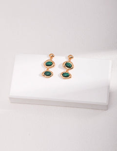 Two Green Malachite and Black Onyx Earrings - floysun