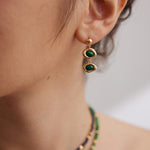 Two Green Malachite and Black Onyx Earrings - floysun