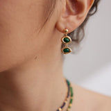 Two Green Malachite and Black Onyx Earrings - floysun