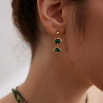 Two Green Malachite and Black Onyx Earrings - floysun