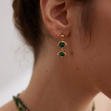 Two Green Malachite and Black Onyx Earrings - floysun