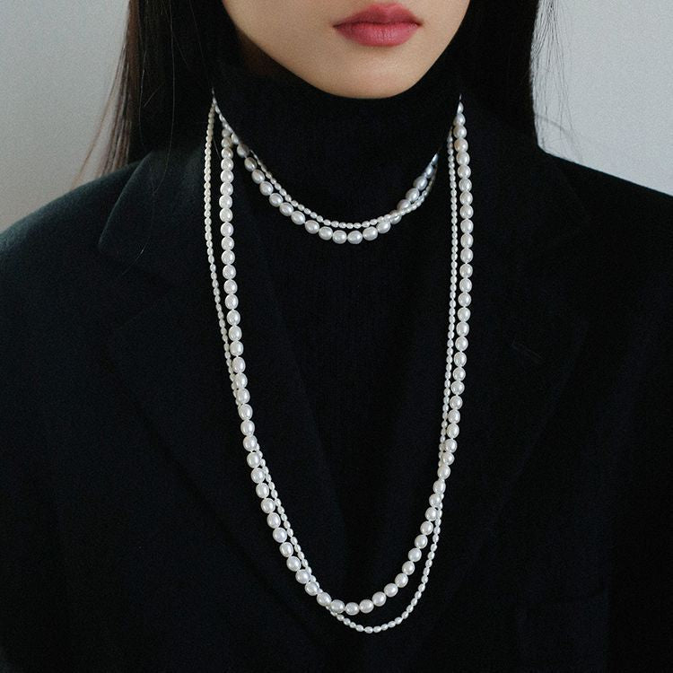 Two - layer Large and Small Pearl Long Necklaces - floysun