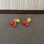 Unique 925 Sterling Silver Cherry Enamel Red Earrings - floysun