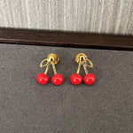 Unique 925 Sterling Silver Cherry Enamel Red Earrings - floysun