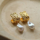 Unique Lava Baroque Pearl J Drop Earrings - floysun