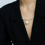 Versatile Curved Baroque Pearl Pendant Necklace - floysun