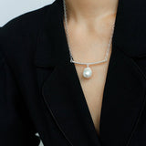 Versatile Curved Baroque Pearl Pendant Necklace - floysun