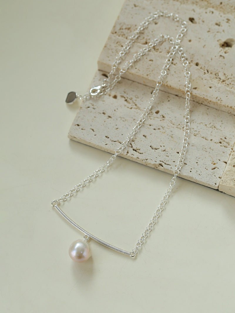 Versatile Curved Baroque Pearl Pendant Necklace - floysun