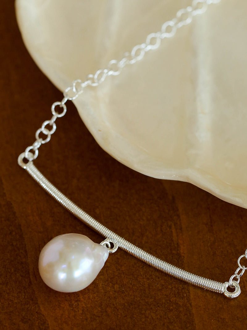 Versatile Curved Baroque Pearl Pendant Necklace - floysun