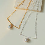 Versatile Curved Baroque Pearl Pendant Necklace - floysun