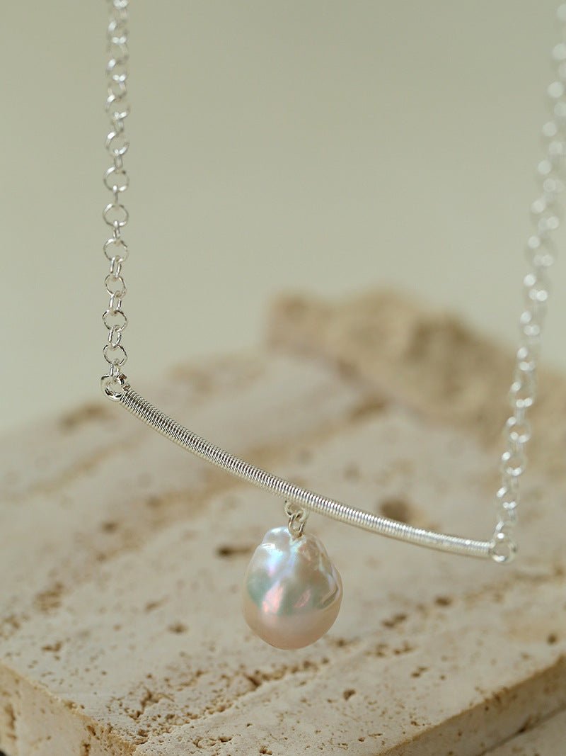 Versatile Curved Baroque Pearl Pendant Necklace - floysun