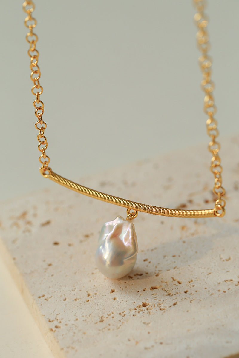 Versatile Curved Baroque Pearl Pendant Necklace - floysun