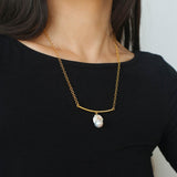 Versatile Curved Baroque Pearl Pendant Necklace - floysun