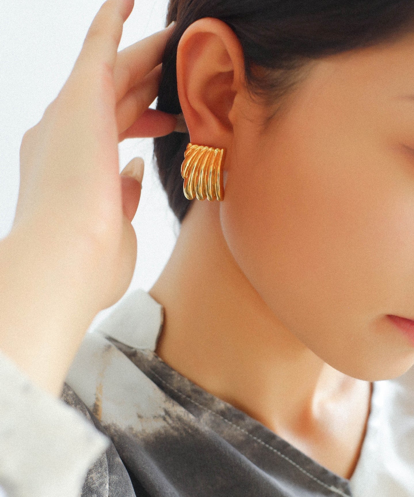 Vertical Striped Metal Geometric Earrings - floysun