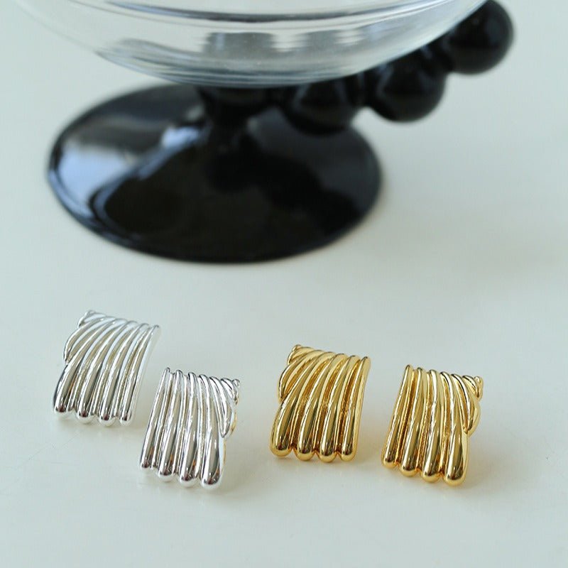 Vertical Striped Metal Geometric Earrings - floysun