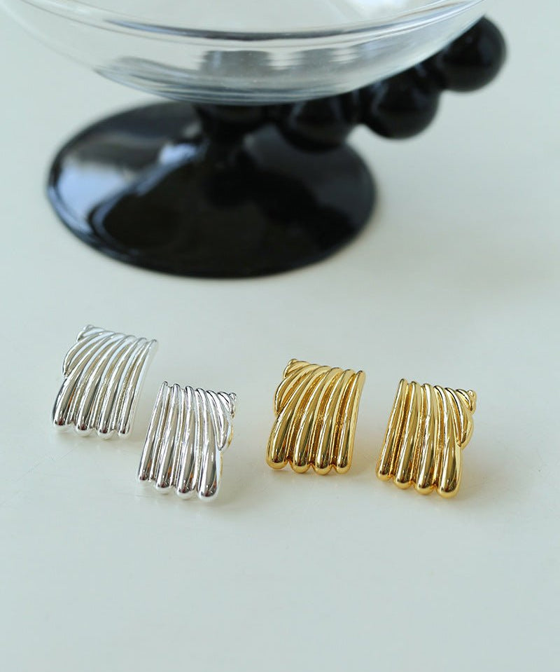 Vertical Striped Metal Geometric Earrings - floysun