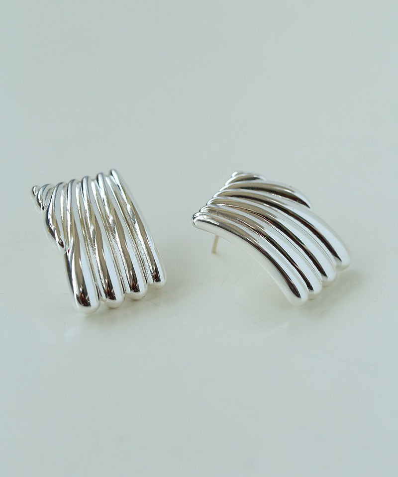 Vertical Striped Metal Geometric Earrings - floysun