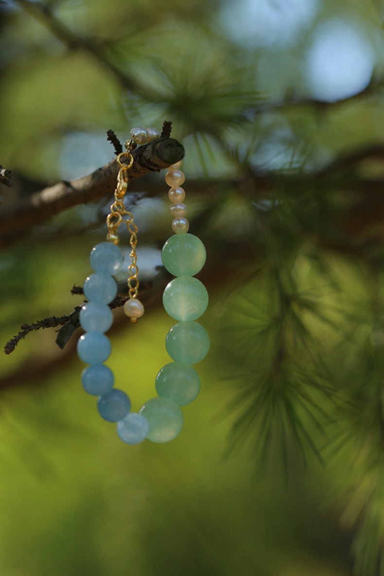 Vibrant Multicolored Gemstone and Pearl Beaded Bracelet - Blue Green Bracelet - floysun