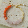 Vibrant Multicolored Gemstone Beaded Bracelet - Orange Pink Bracelet - floysun