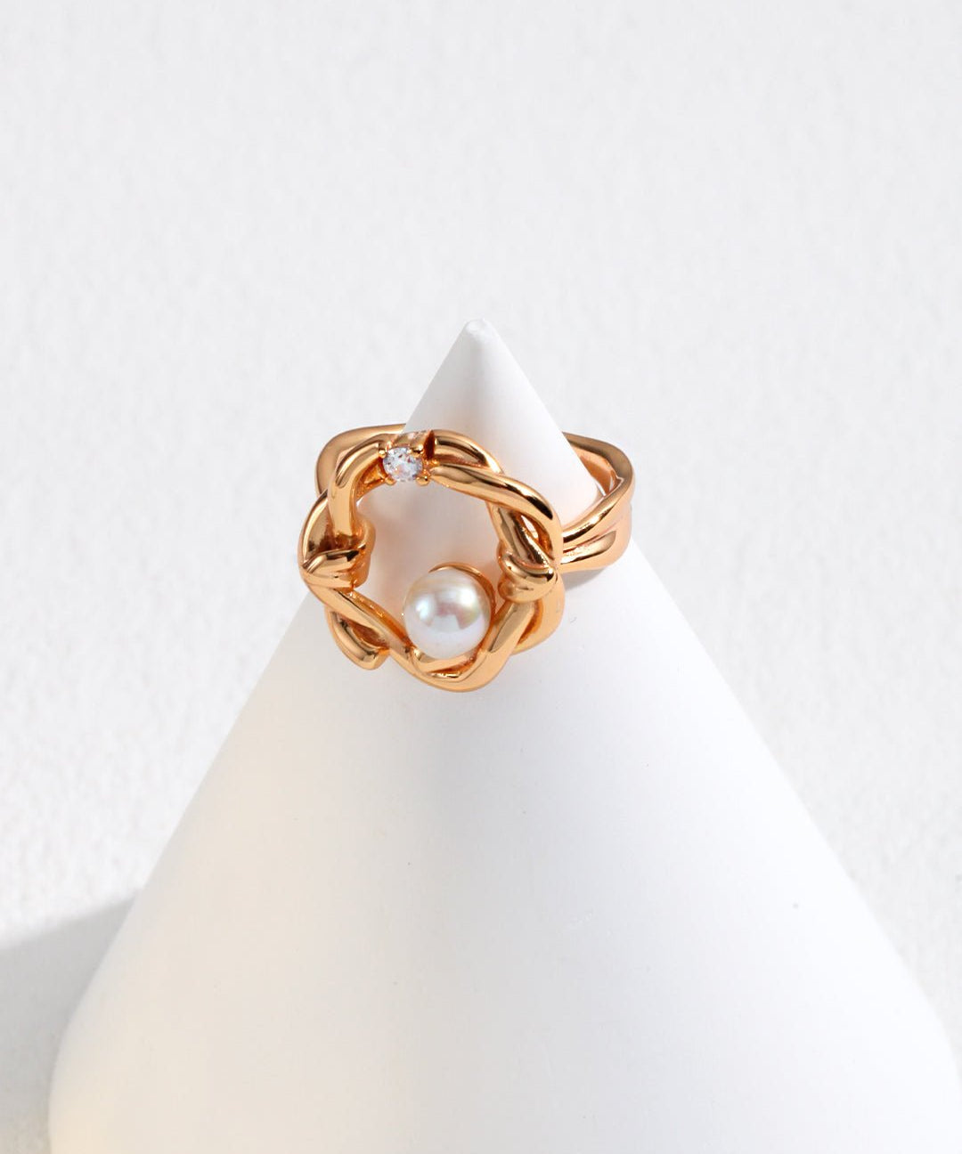 Vine Design Pearl and Gemstone Open Ring - floysun