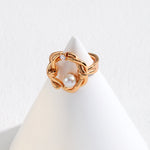 Vine Design Pearl and Gemstone Open Ring - floysun