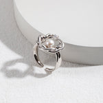 Vine Design Pearl and Gemstone Open Ring - floysun