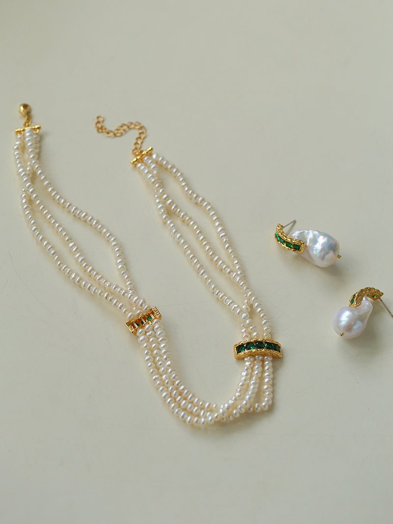 Vintage Baroque Pearl and Zircon Earrings - floysun