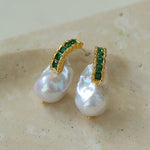 Vintage Baroque Pearl and Zircon Earrings - floysun