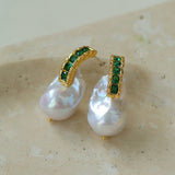 Vintage Baroque Pearl and Zircon Earrings - floysun