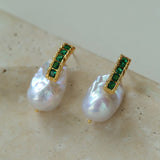 Vintage Baroque Pearl and Zircon Earrings - floysun