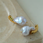 Vintage Baroque Pearl and Zircon Earrings - floysun