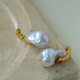 Vintage Baroque Pearl and Zircon Earrings - floysun