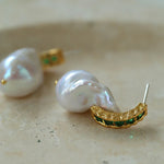 Vintage Baroque Pearl and Zircon Earrings - floysun