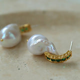 Vintage Baroque Pearl and Zircon Earrings - floysun