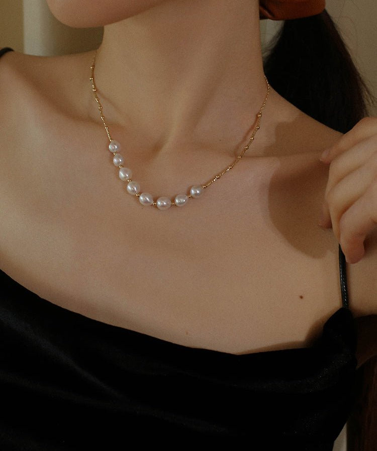 Vintage Baroque Pearl Choker Necklace - floysun