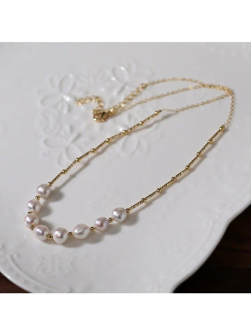 Vintage Baroque Pearl Choker Necklace - floysun