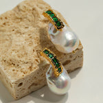 Vintage Baroque Pearl Emerald Earrings - floysun