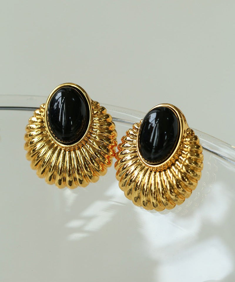 Vintage Black Onyx Elegant Earrings - floysun