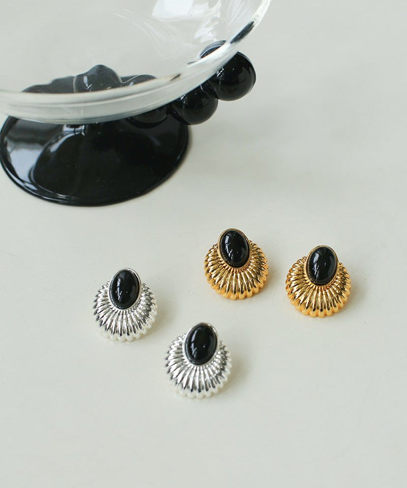 Vintage Black Onyx Elegant Earrings - floysun