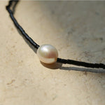 Vintage Black Onyx Pearl Collarbone Necklace - floysun