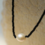 Vintage Black Onyx Pearl Collarbone Necklace - floysun