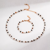 Vintage Bracelet with Tiger's Eye Black Onyx and Mother of Pearls - floysun