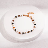 Vintage Bracelet with Tiger's Eye Black Onyx and Mother of Pearls - floysun